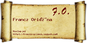 Francz Oriána névjegykártya